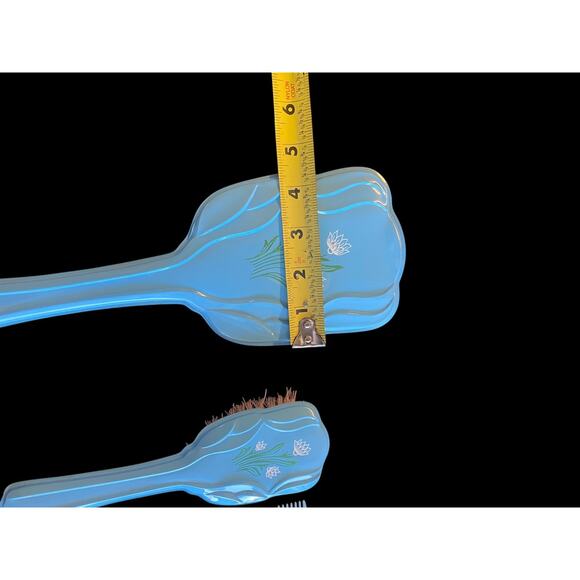 Vintage Vanity Set Hairbrush Brush Comb Mirror Blue Floral 1950s Childrens Girls - Picture 13 of 16